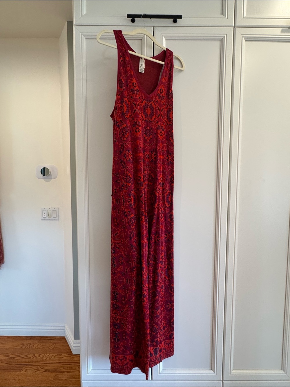 Free People Red Paisley Tank Jumpsuit